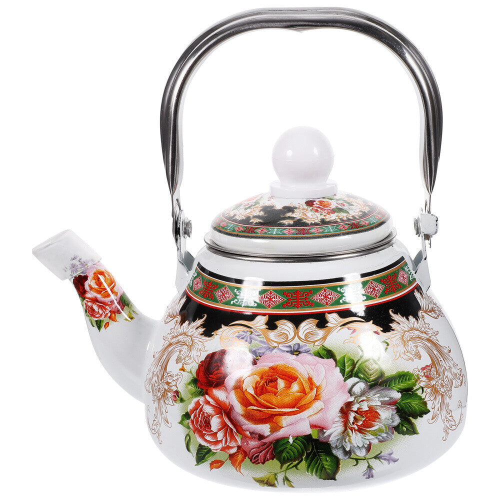 Enamel Kettle Floral Pattern Tea Kettle Stovetop Decorative Teapot Tea Kettle