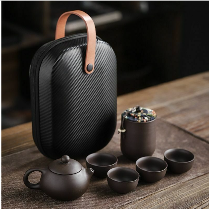 Chinese Clay Teapot Set Tea Ceremony Cups Outdoor Travel Gaiwan Kung Fu Teacup