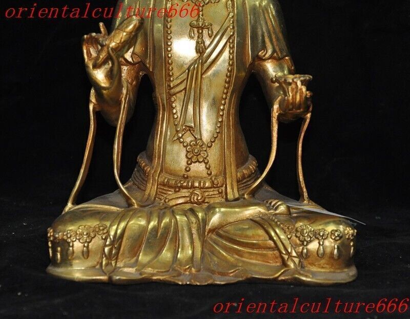 8.8"Tibetan Buddhism temple bronze gilt tara Kwan-Yin GuanYin goddess statue