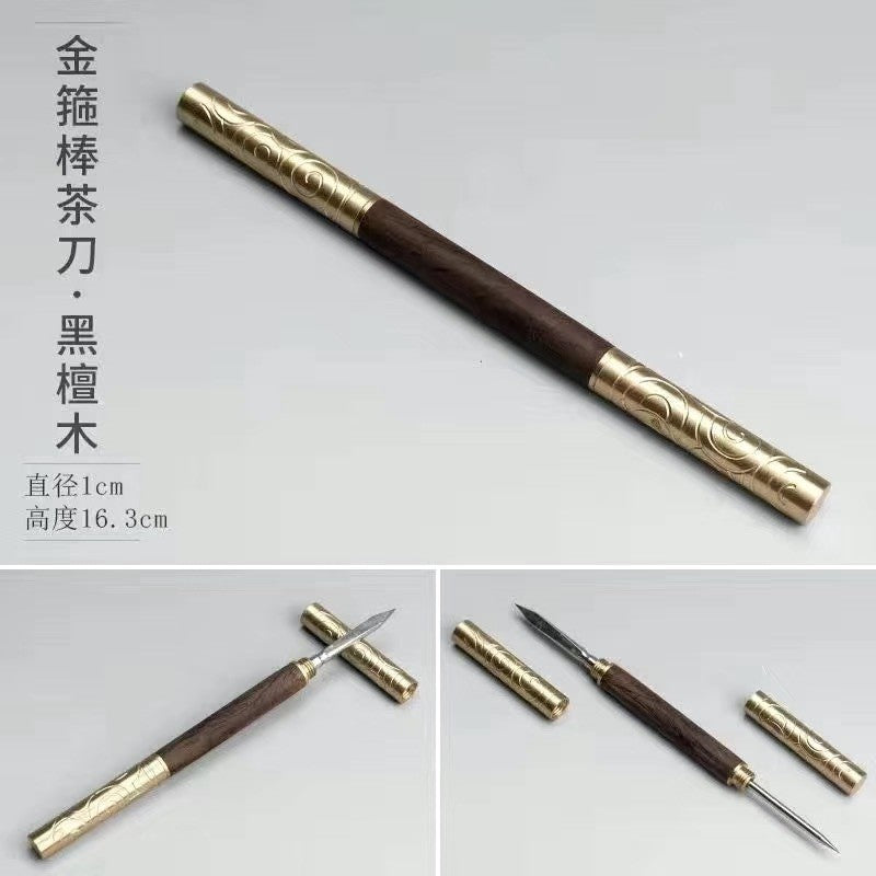 16cm Retro Sandalwood Handcarved Pu'er Tea Knife Tea Needle Teaware Accessories