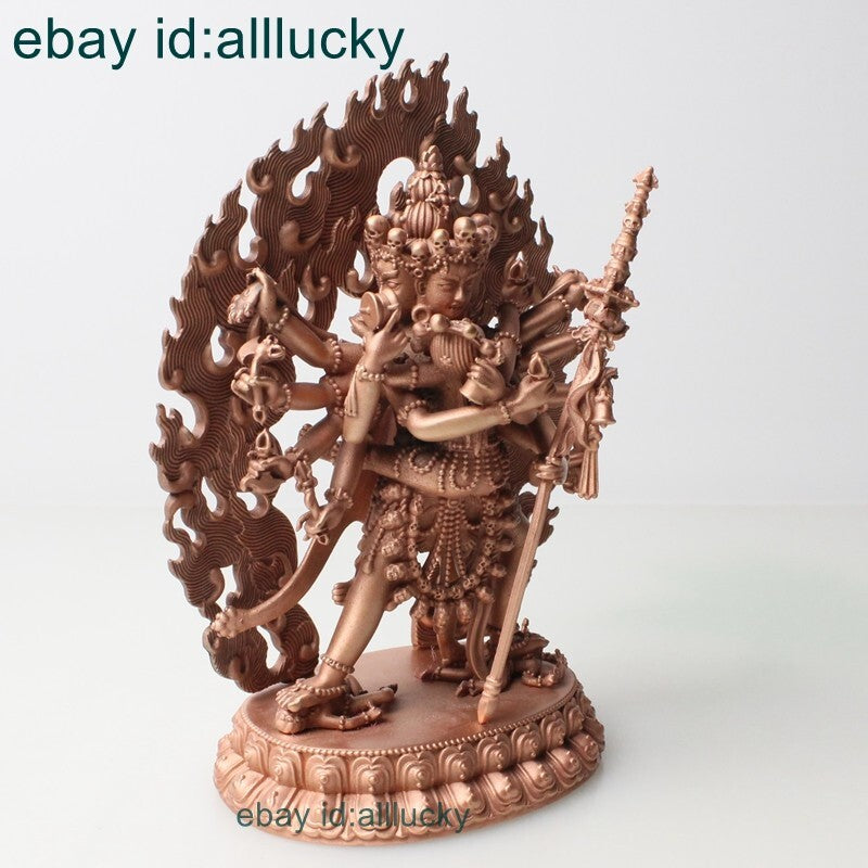 11cm Exquisite Red Copper Carving Cakrasamvara Chakrasamvara Buddha Statue Tibet