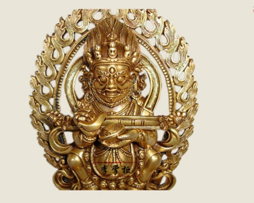 Tibet Tibetan Buddhist Handmade Brass Statue Mahakala Two Arm Maha Gala Mahakala