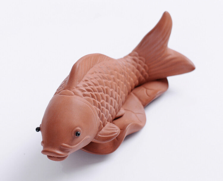 Fish Statue Tea Pet Yixing Zisha Tea Pet Carp Fish Tea Play Purple Clay Ornament