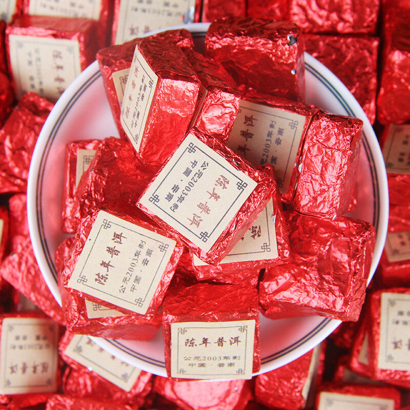 500g Small Golden Pu'er Tea Brick Bulk Small Square Brick Cooked Tea Black Tea