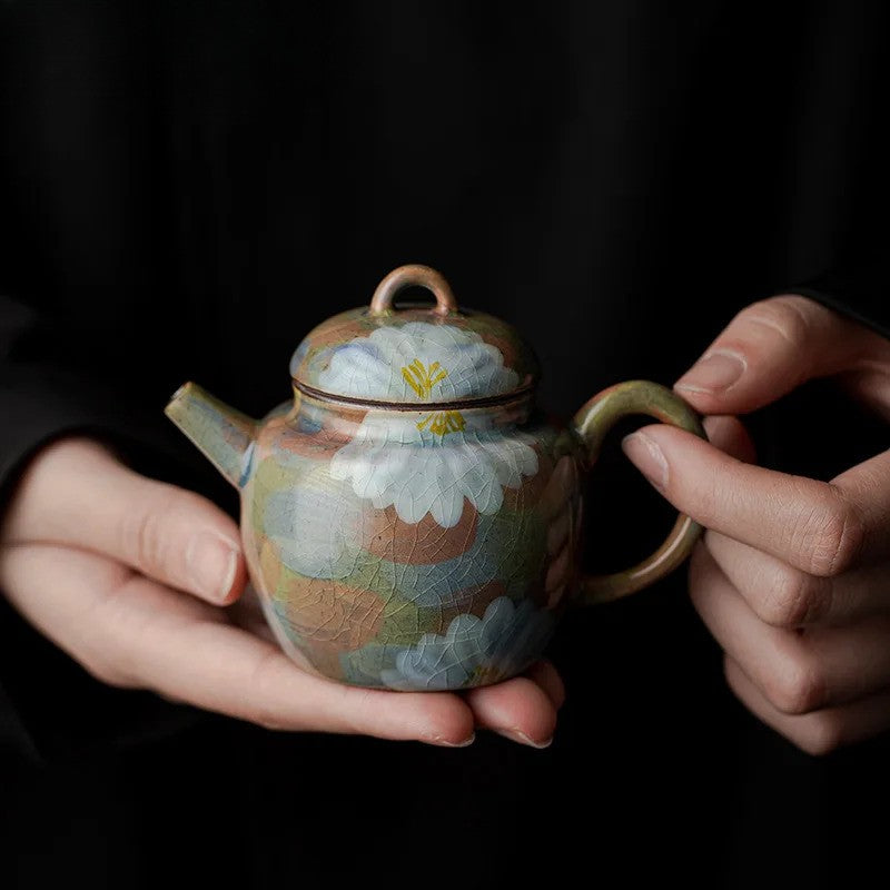 Cracked Glaze Hand-painted Tea Pot Handmade Teapot Tea Soaking Kettle