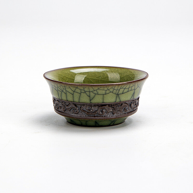 China tea cup relief master cup porcelain kungfu tea cup longquan celadon teacup