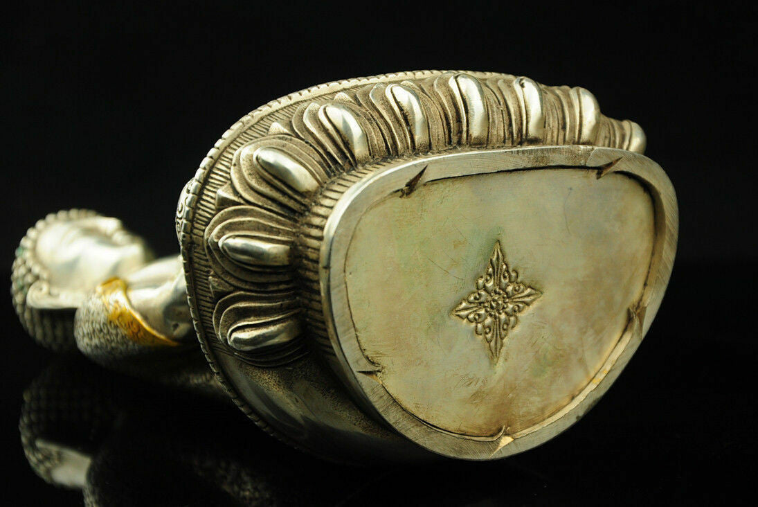 Exquisite Tibet Silver Gilt Tibetan Buddhism Sakyamuni Buddha Statue
