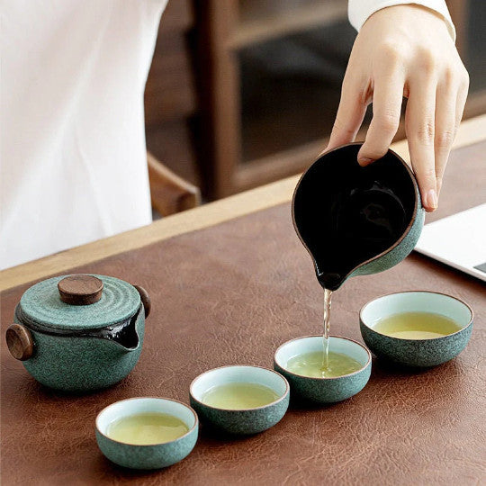 Green Ceramic Tea Cups and Sets Chinese Tea Set