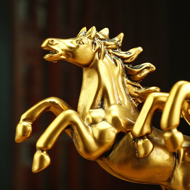14" China Feng Shui Resin Auspicious Success Nine Horse Pentium Statue