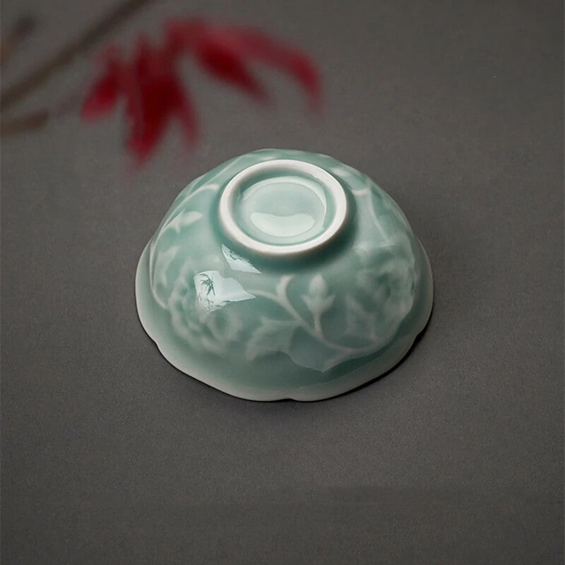 Peony Ceramic Tea Cup Set Teaware Wine Bowl For Tea Ceremony Coffee Teacup