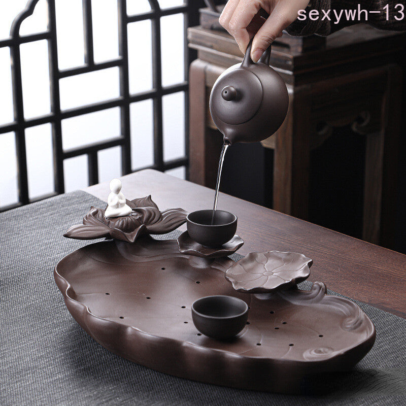 Zisha Tea Tray Bottom Support Dry Tea Table Tea Set Home Office Water Storage