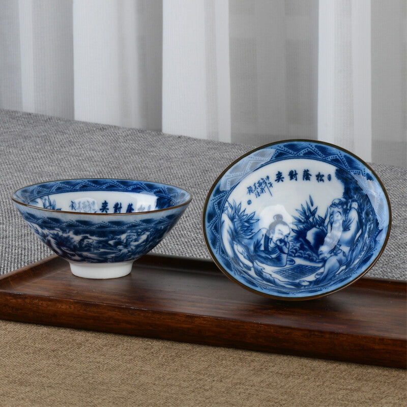 one cup blue-and-white porcelain tea cup for Pu'er tea Chinese kungfu tea cup