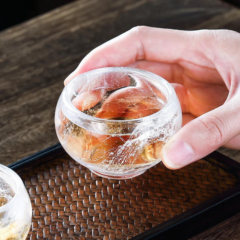 Crystal Glass Snowflake Tea Cup Heat-resistant Thickened Glazed Tea Cup Tea Set