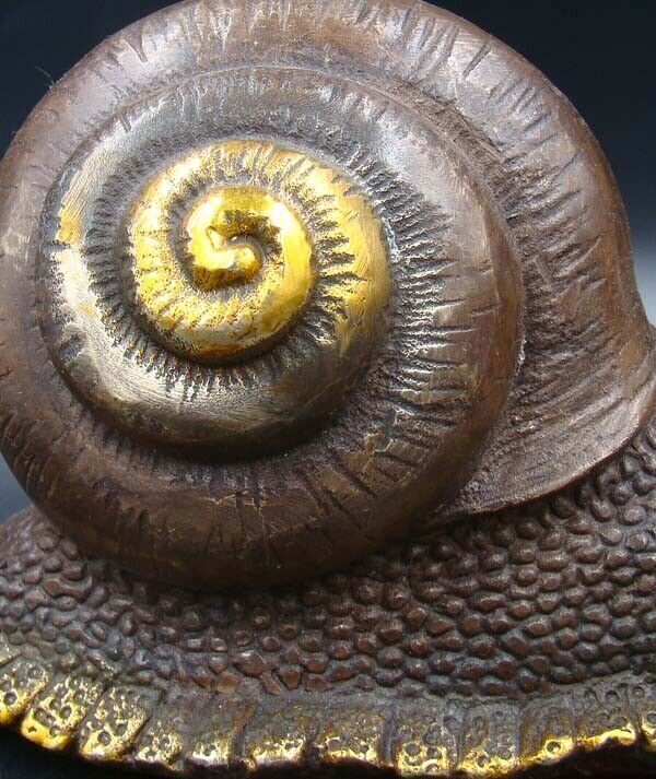 Collectible Handmade Carved Statue Copper Gilt Snail Deco Art