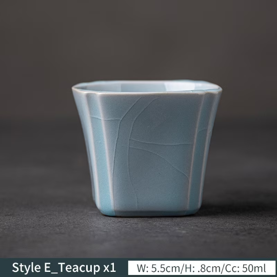 Square Ceramic Teacup Porcelain Tea Cup 50ml