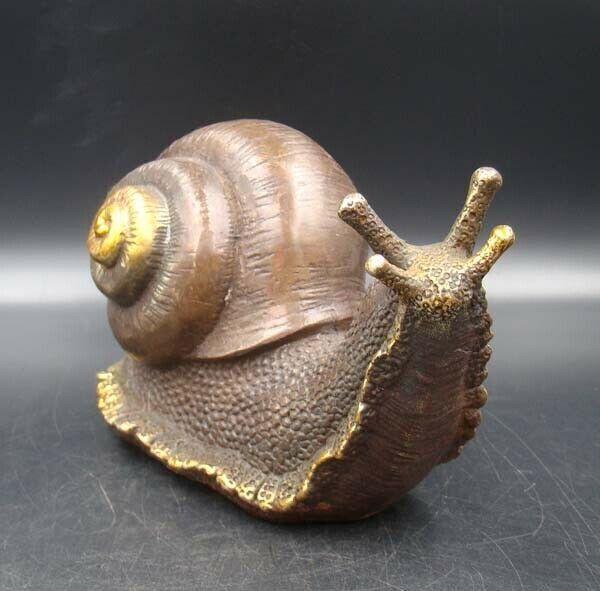 Collectible Handmade Carved Statue Copper Gilt Snail Deco Art