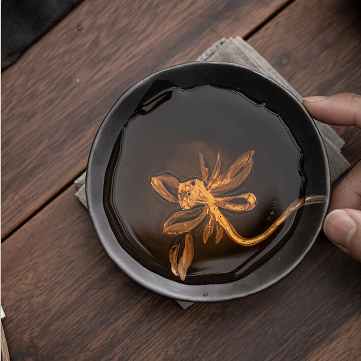 Ceramic Tea Cup Handmade Rough Pottery Lotus Cup Tea Bowl Kung Fu Tea Set
