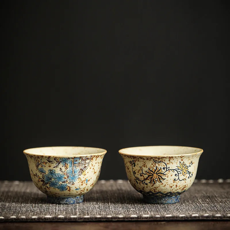 1 Pc 45ml Chinese Handmade Flowers Ceramic Teacup Vintage Tea Bowl Cup Teaware