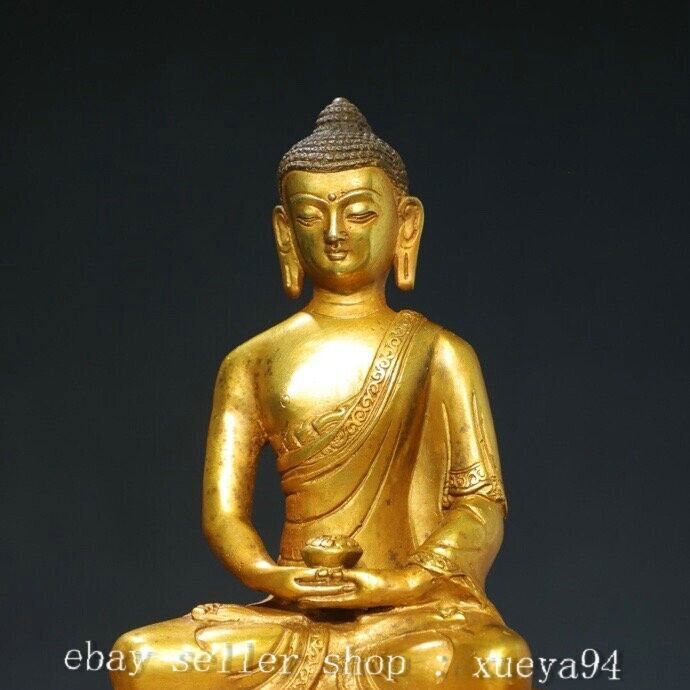 7.8'' Old Tibet Buddhism Bronze Gilt Shakyamuni Amitabha Buddha Statue