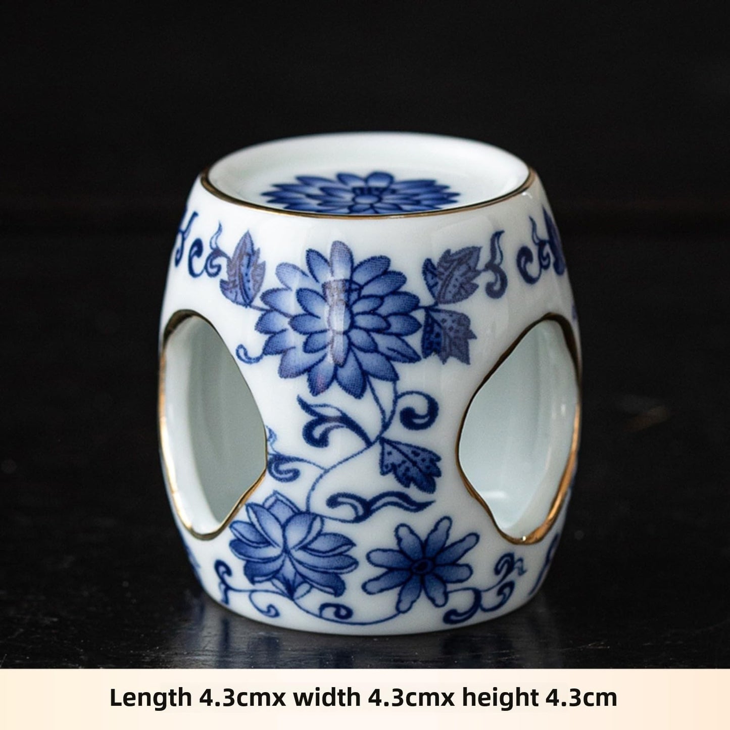 Chinese Blue White Ceramic Tea Pet Teapot Cover Holder 4.3cm Tea Play Tea Decor