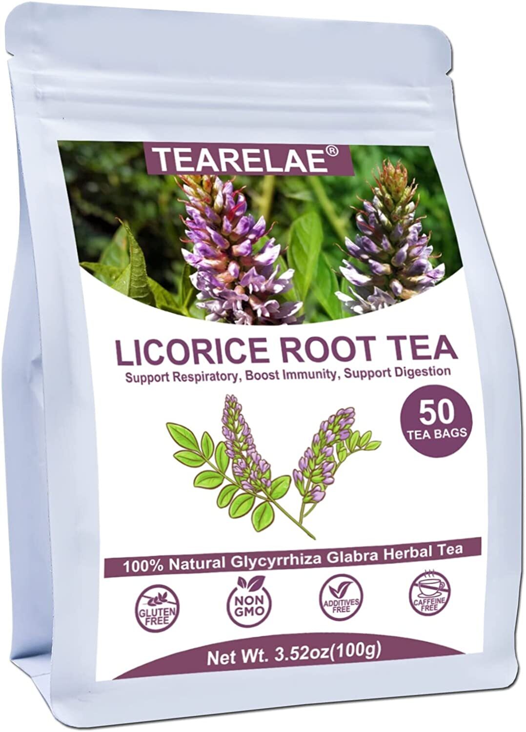 TEARELAE Licorice Root Tea 2g x 50 Count Pure Natural Herbal Tea Bag