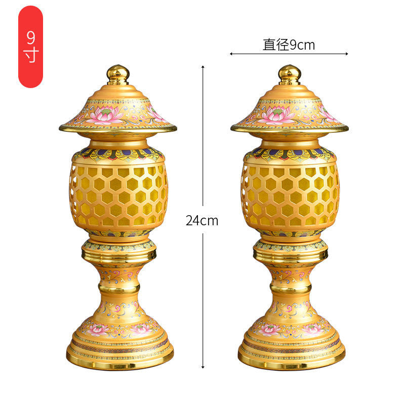 24cm Enamel Color Buddha Lamp Buddhist Altar Temple Worship LED Buddha Lamp