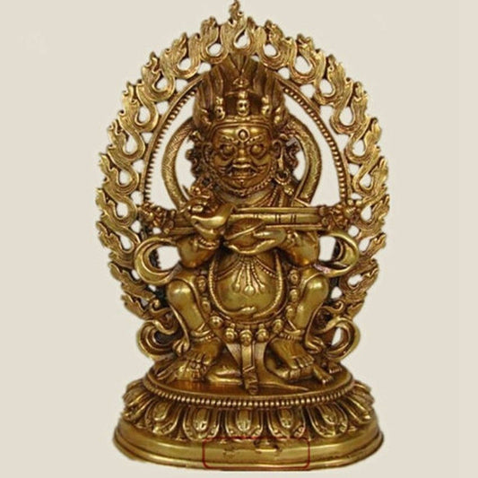 Tibet Tibetan Buddhist Handmade Brass Statue Mahakala Two Arm Maha Gala Mahakala