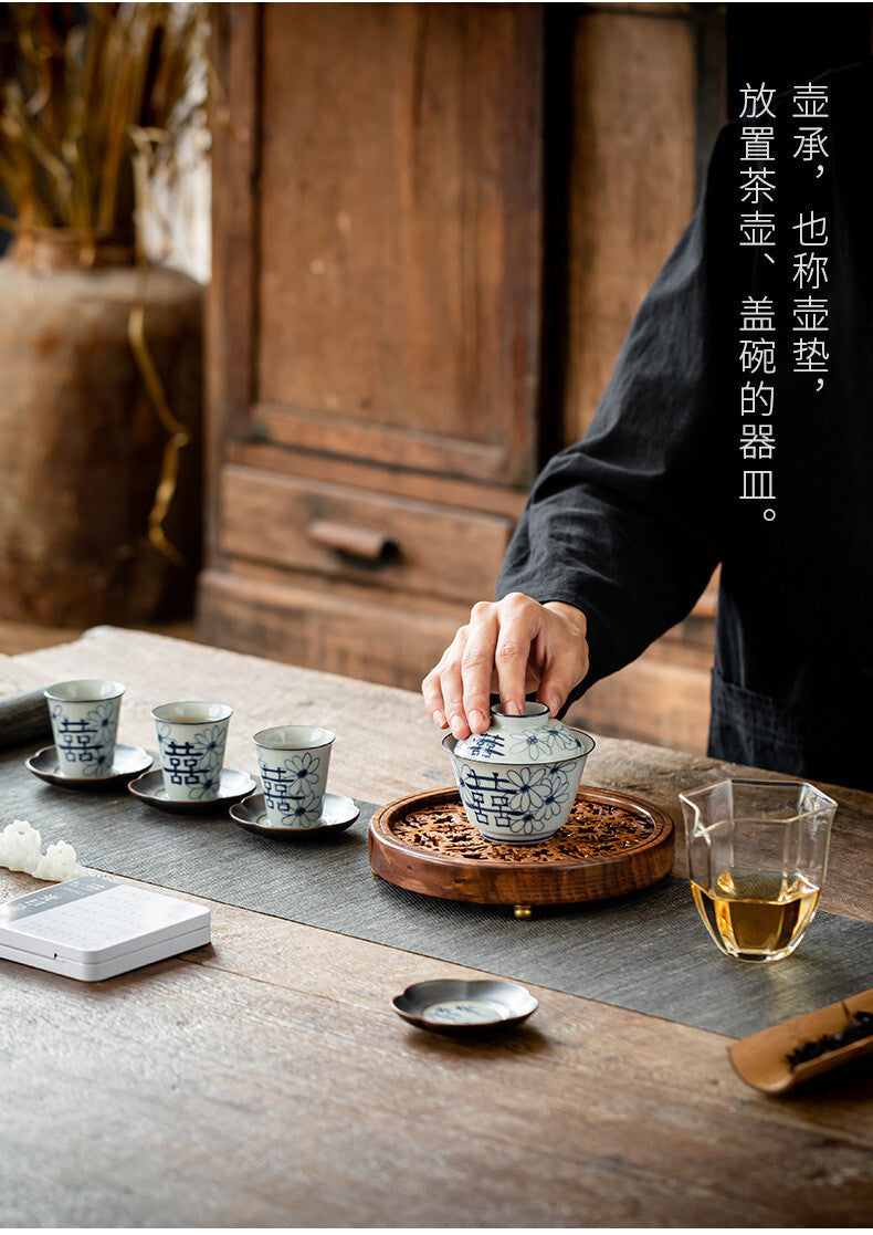 Walnut wood tea tray, handmade tea pot tray, kung fu tea accessories-