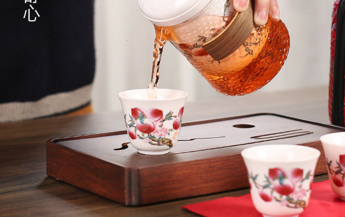 5-piece ceramic teapot kettle fair mug tea cup Pu 'er tea pot portable tray set-