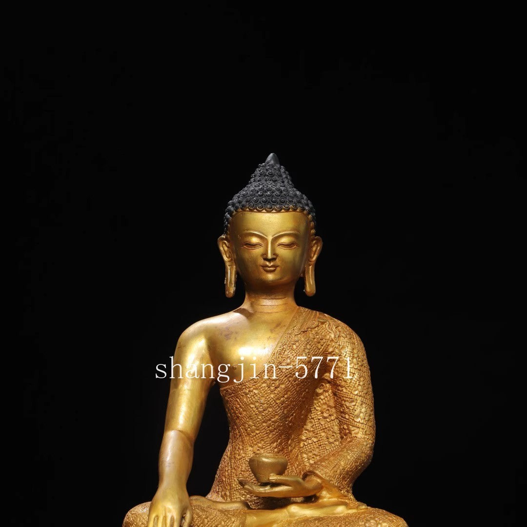 Tibet Buddhism Temple Bronze Gilt Sakyamuni Shakyamuni Medicine Buddha Statue
