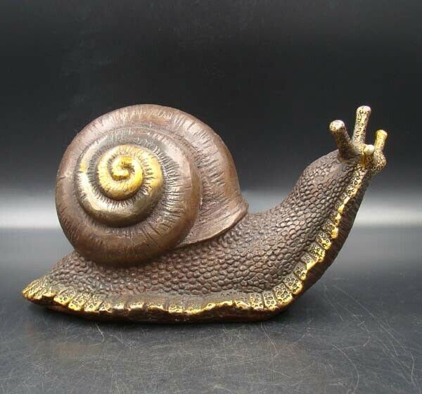 Collectible Handmade Carved Statue Copper Gilt Snail Deco Art