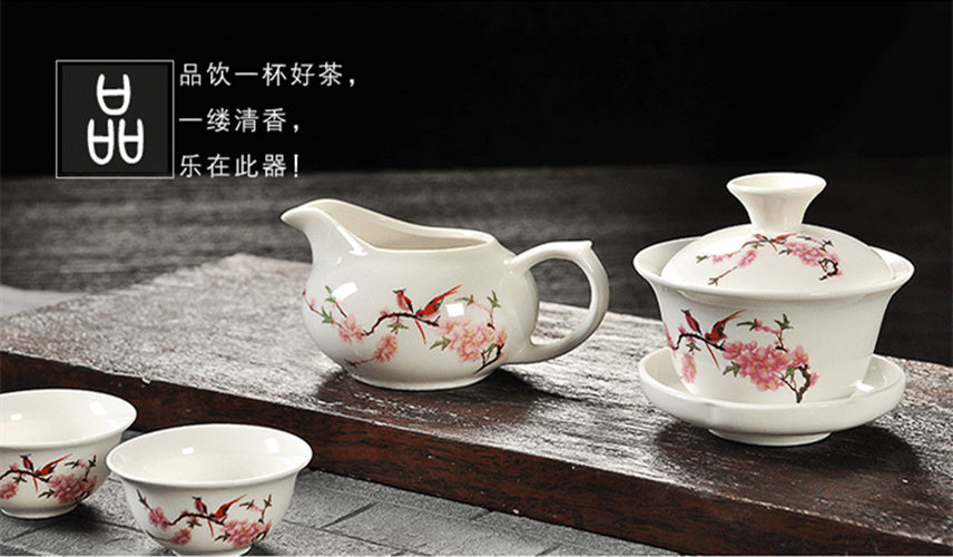 Chinese Kungfu Tea Set Porcelain Gaiwan Tureen Covered Tea Bowl Tea Cup Portable