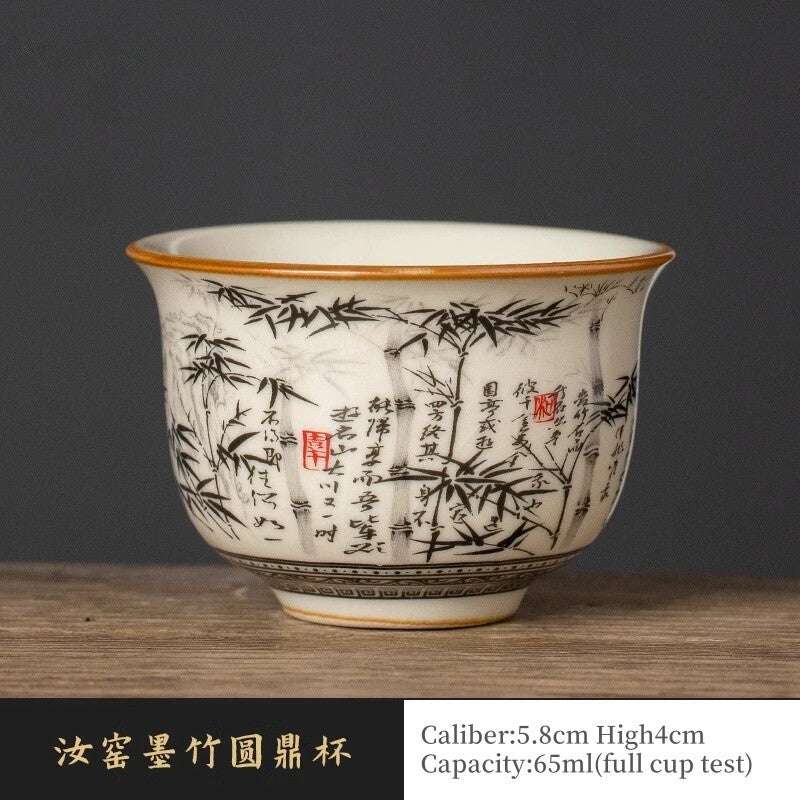 Bamboo Chinese Tea Cup Master Cup Ru Yao Ceramic Opening Teacup Flowers Teaware