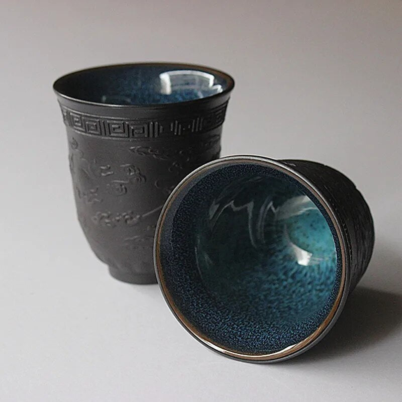 Dragon and Phoenix Tea Cup Handmade Kungfu Teacup Pu'er Tea Cup Drinkware