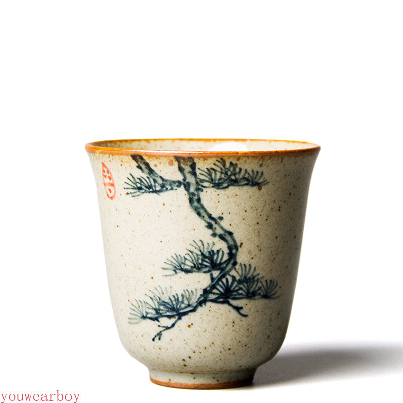 Hand Painted Pine Pottery Jingdezhen Tea Cup Set Teaware for Tea Ceremony