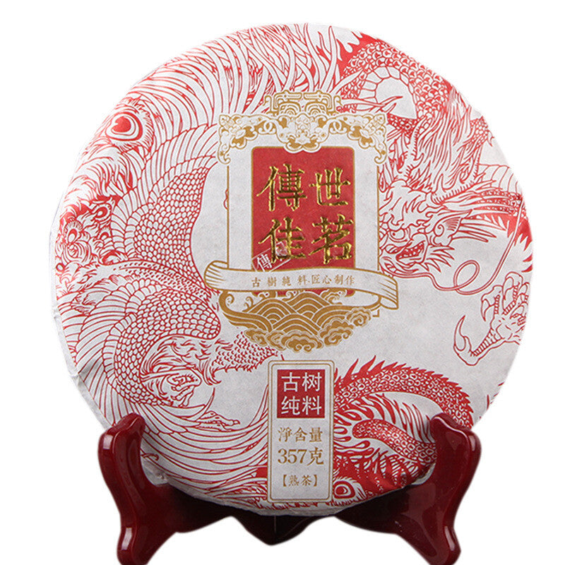 357g Menghai Old Tree Puer Tea Chuan Shi Jia Ming Ancient Ecology Ripe Puer Tea