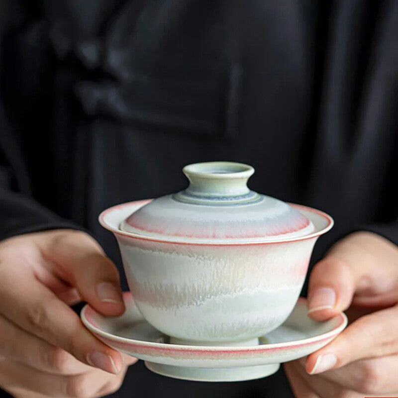 Kiln Change Pink For Tea Chinese Jingdezhen Tureen Teaware Set Tea Bowl Tea Cups