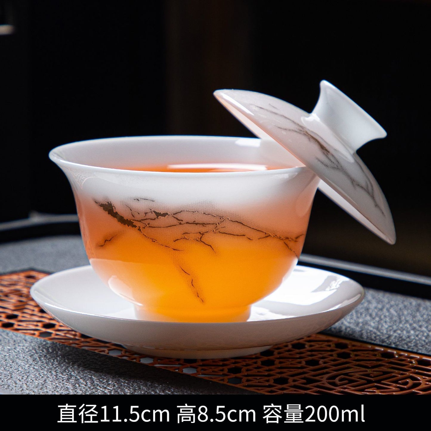 Thin Tire White Ceramic Tea Bowl Dehua Ice Jade Ceramic Tea Cup Ceramic Tea Set