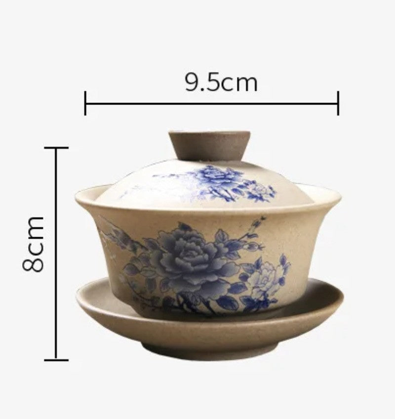 Chinese Kung Fu Teapot Pottery Clay Tea Cup Gaiwan Traditional Handmade Tea Set