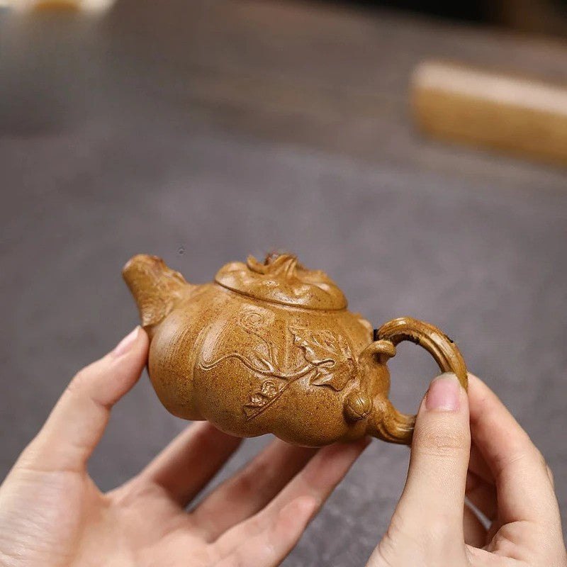 130ml Chinese Yixing Purple Clay Teapot Pumpkin Pot Home Kung Fu Tea Set Teapot