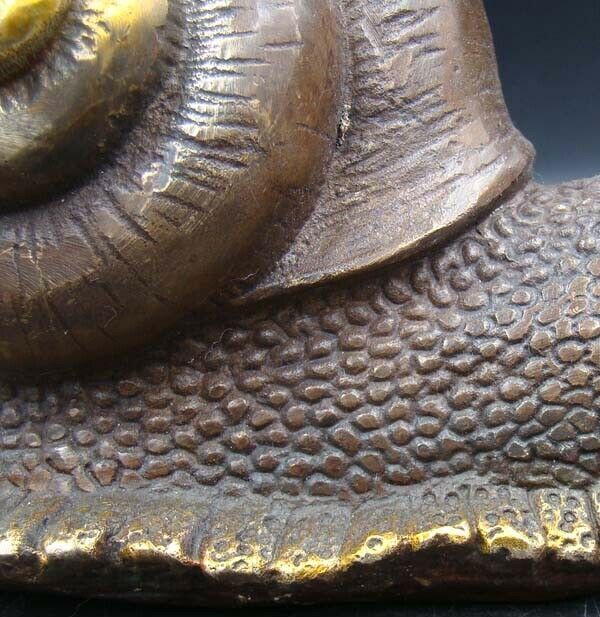 Collectible Handmade Carved Statue Copper Gilt Snail Deco Art