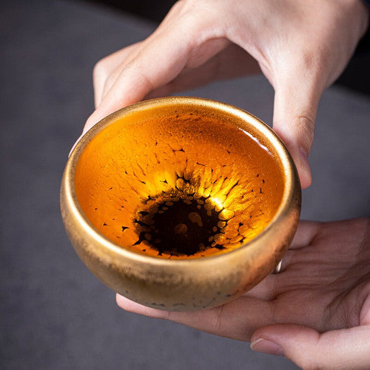Gold Ceramic Tea Cup Chinese Tea Cups 120ml
