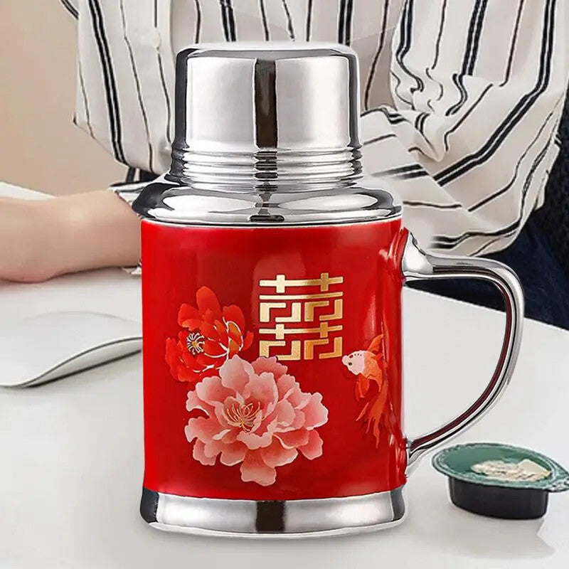 Traditional Chinese Ceramic Tea Cups Tea Mug with Lid Retro Tea Cup