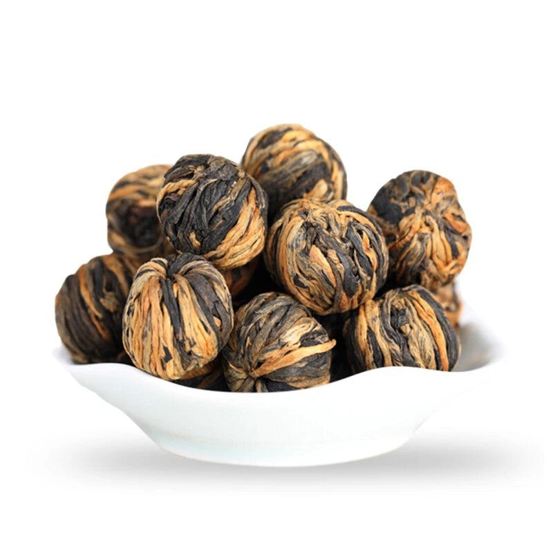 1000g Organic Dian Hong Blooming Tea Ball Dragon Pearl Handmade Yunnan Black Tea