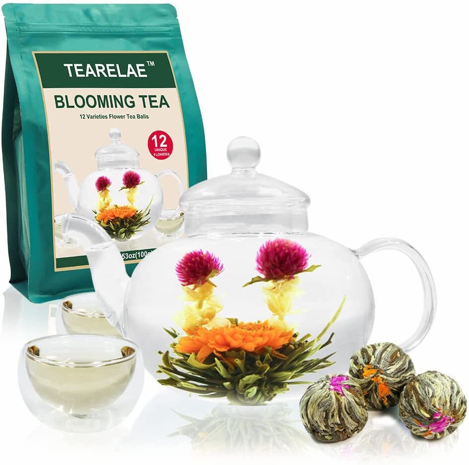 TEARELAE Blooming Tea Flowers 12pcs Individually Sealed Flowering Tea Balls