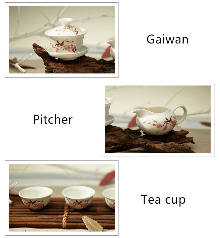 Chinese Kungfu Tea Set Porcelain Gaiwan Tureen Covered Tea Bowl Tea Cup Portable