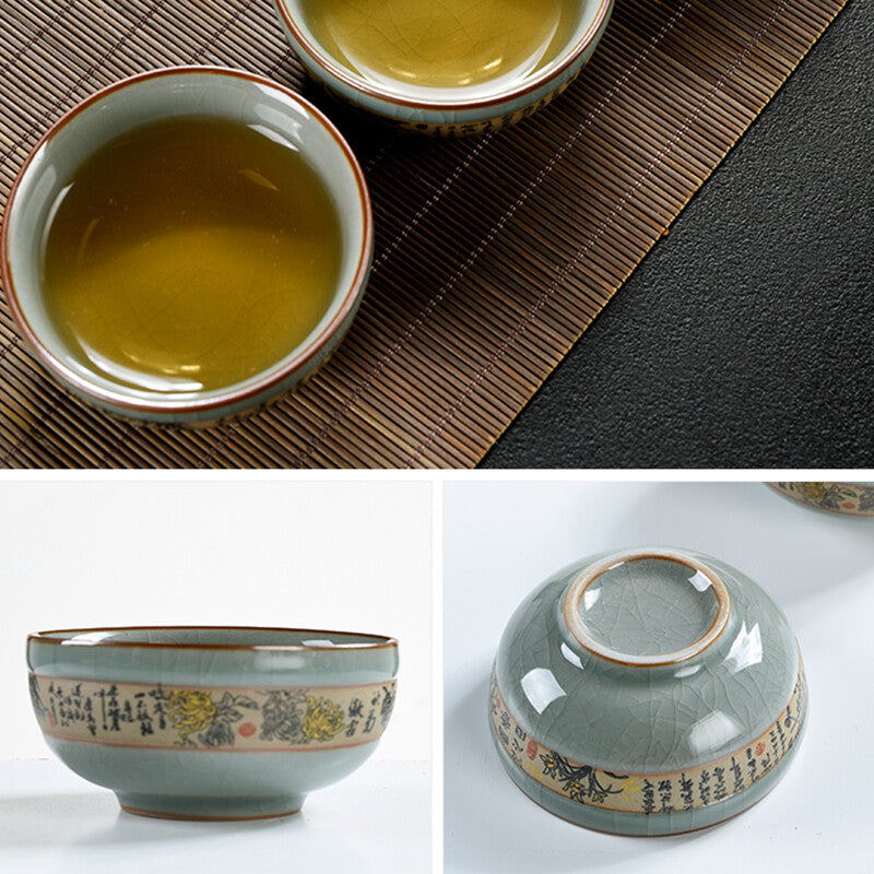 Chinese Porcelain Kungfu Tea Set Tea Pot Gaiwan Tea Cup Set Tea Ceremony Decor