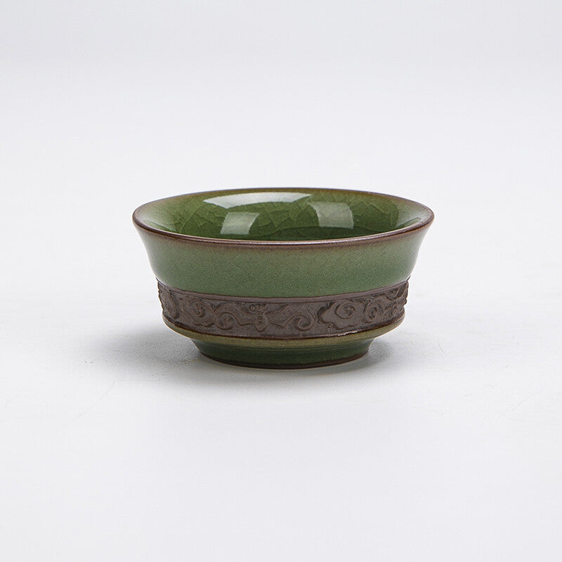 China tea cup relief master cup porcelain kungfu tea cup longquan celadon teacup
