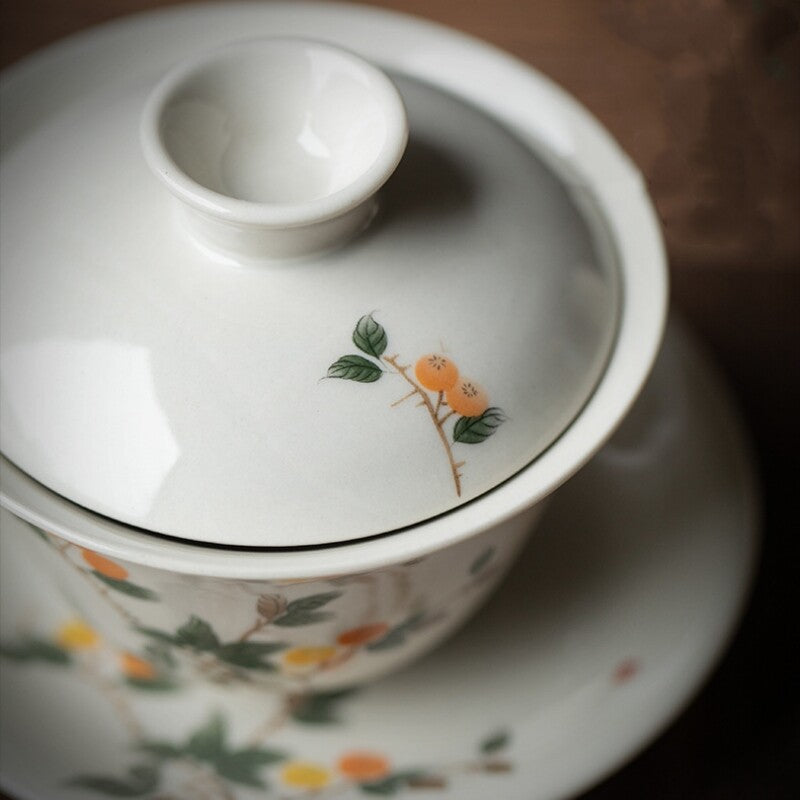 Chinese Porcelain Gaiwan Antique Zen Style Tureen Ceramic Covered Bowl Saucer