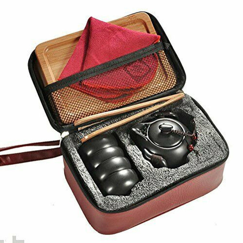 Portable Ceramic Kungfu Tea Set Chinese Style Handmade Teapot and Teacups Travel